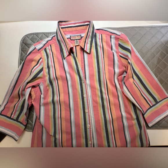 JAMAICA BAY SIZE XL LADIES SHIRT MULTI-COLORED VERTICAL STRIPES - Picture 7 of 7